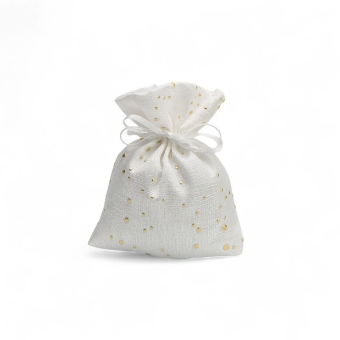SACCHETTO 10X13CM BIANCO CON POIS